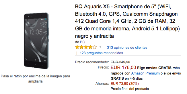 Imagen - Oferta: BQ Aquaris X5 por 176 euros en Black Friday