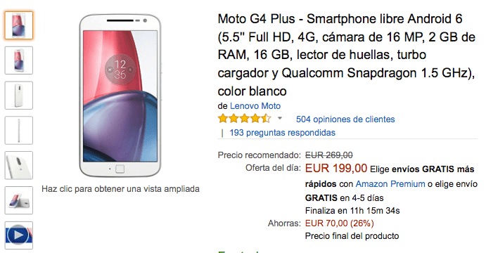 Imagen - Oferta: Moto G4 Plus por solo 199 euros en el Black Friday