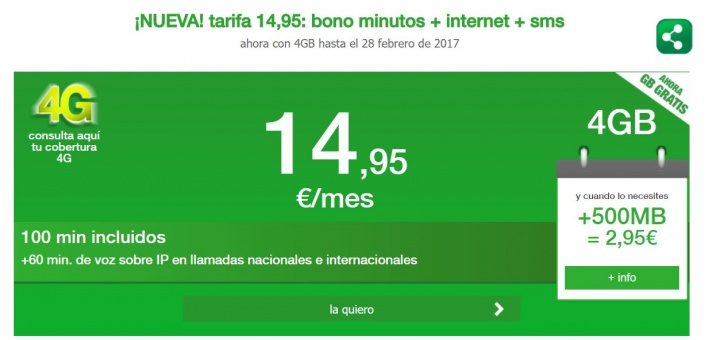 Imagen - Amena ofrece 4 GB y 100 minutos por 14,95 euros