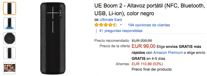 Imagen - Oferta: Altavoz UE Boom 2 de Logitech por 99 euros en Black Friday