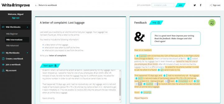 Imagen - Write &amp; Improve de Cambridge English, mejora online tu escritura en inglés