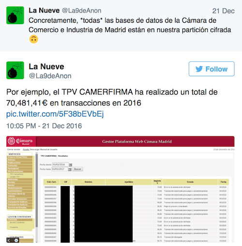Imagen - Anonymous hackea la Cámara de Comercio de Madrid