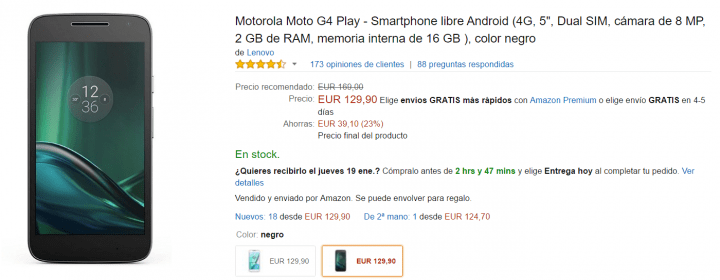 Imagen - Oferta: Moto G4 Play en oferta por solo 129,90 euros
