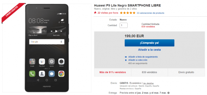 Imagen - Oferta: Huawei P9 Lite por solo 199 euros