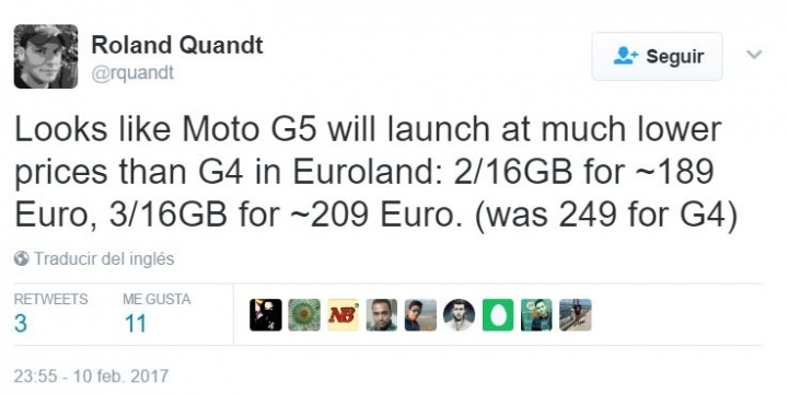 Imagen - Moto G5 podr&iacute;a costar menos de 200 euros