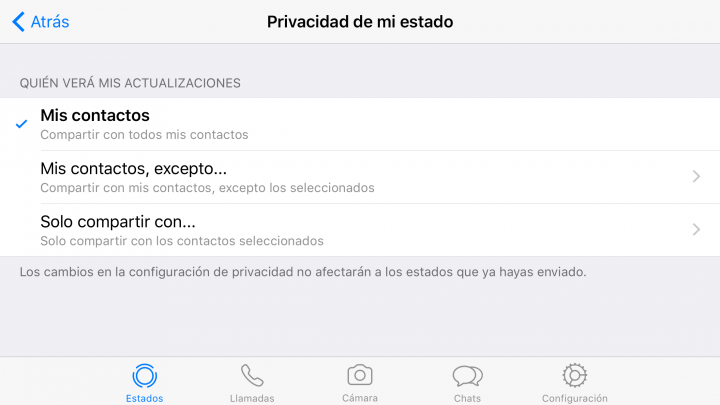 Imagen - Cómo configurar la privacidad de los Estados de WhatsApp