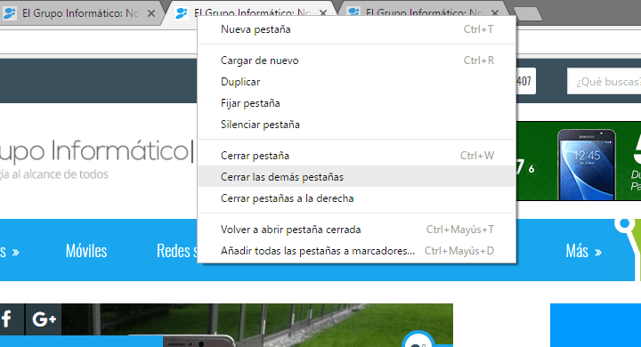 Imagen - Chrome elimina la opción &quot;Cerrar las demás pestañas&quot;