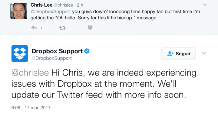 Imagen - Dropbox está caído para muchos usuarios