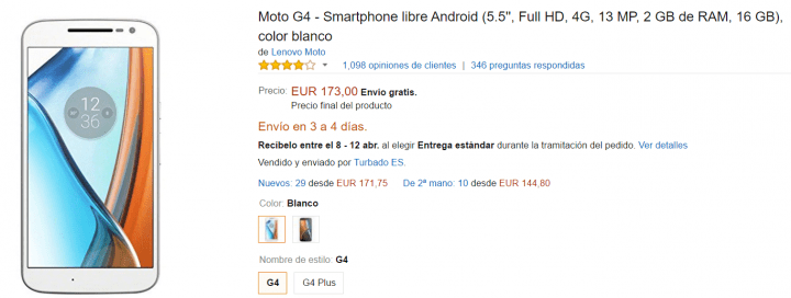 Imagen - Oferta: Moto G4 blanco por solo 173 euros en Amazon