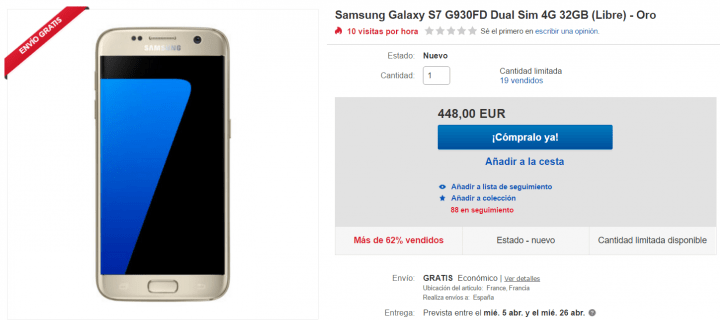 Imagen - Oferta: Samsung Galaxy S7 oro por tan solo 448 euros