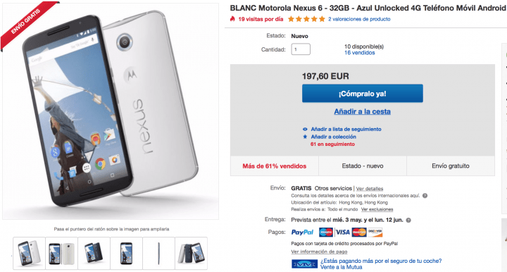 Imagen - Oferta: Nexus 6 por menos de 200 euros