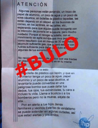 Imagen - Un bulo en WhatsApp asegura que una botella explota al cogerla