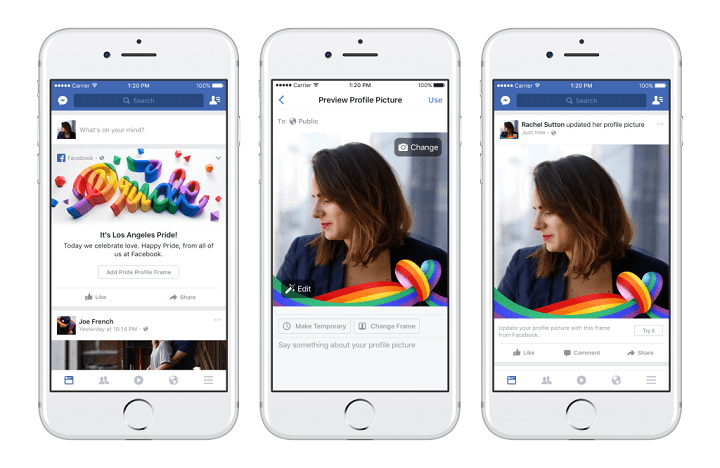 Imagen - Facebook celebra el Orgullo con arcoíris en los perfiles, reacciones y filtros