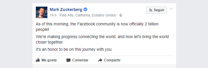 Imagen - Facebook supera los 2.000 millones de usuarios