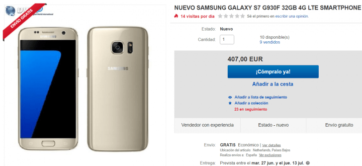 Imagen - Oferta: Samsung Galaxy S7 color oro por tan solo 407 euros en eBay