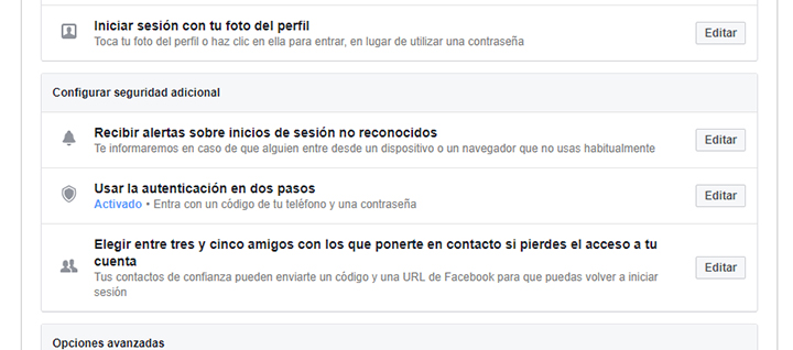 Imagen - Activa la verificación en dos pasos en Facebook