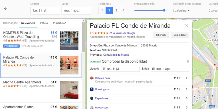 Imagen - Google muestra pisos vacacionales en las b&uacute;squedas de hoteles