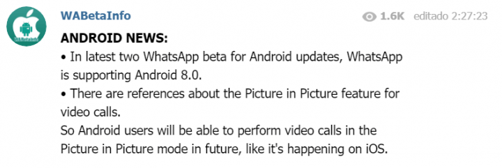 Imagen - Picture in Picture, la próxima novedad de las videollamadas de WhatsApp
