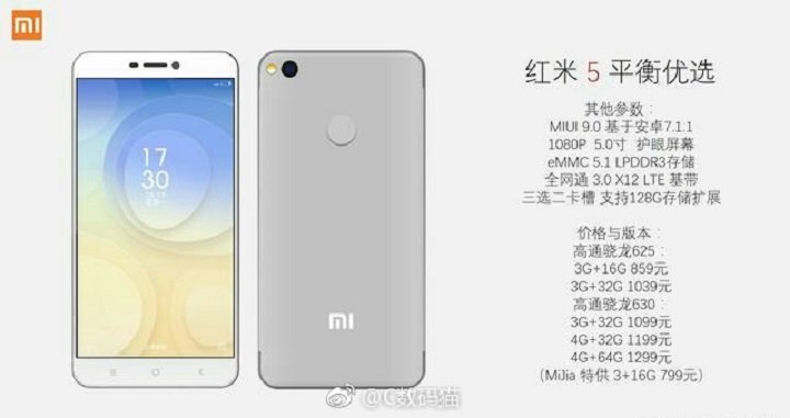 Imagen - Xiaomi Redmi 5, im&aacute;genes y especificaciones filtradas
