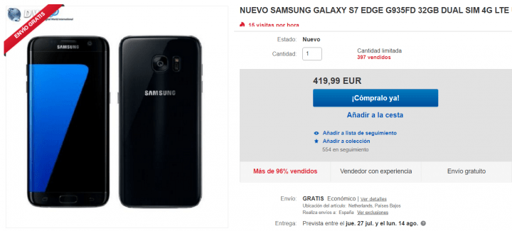 Imagen - Oferta: Samsung Galaxy S7 Edge de 32 GB por solo 419,99 euros