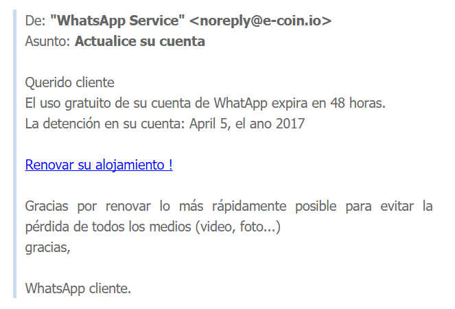 Imagen - Cuidado con el bulo de que tu cuenta de WhatsApp expira