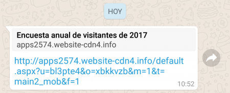 Imagen - Una falsa &quot;Encuesta anual de visitantes de 2017&quot; circula por WhatsApp