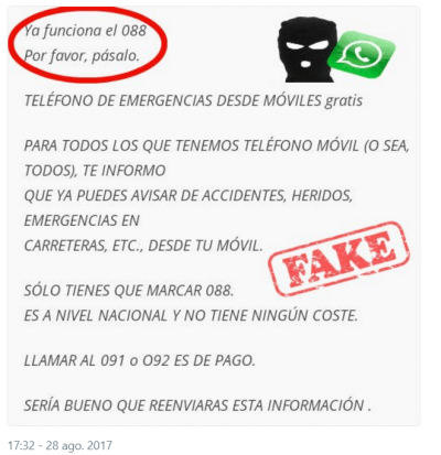 Imagen - Cuidado con el bulo del teléfono 088 para casos de emergencia
