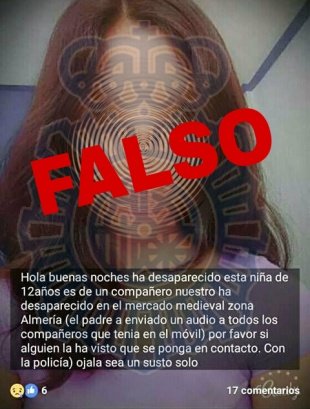Imagen - Circula un bulo por WhatsApp de una niña desaparecida
