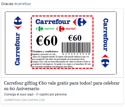 Imagen - ¡Cuidado! Carrefour no está regalando vales de 60 euros