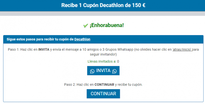 Imagen - Cuidado con el cupón de 150 euros para Decathlon que circula en WhatsApp