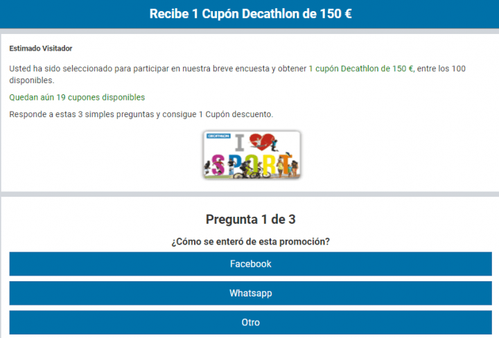 Imagen - Cuidado con el cupón de 150 euros para Decathlon que circula en WhatsApp