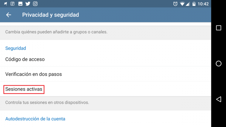Imagen - Cómo saber si tengo Telegram abierto en otra ubicación
