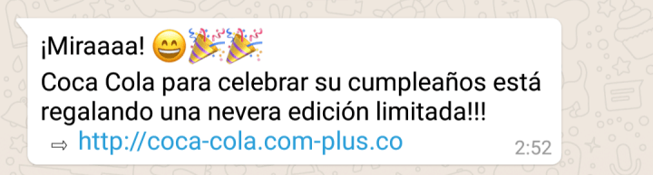 Imagen - Cuidado con el mensaje de WhatsApp que regala una nevera de Coca Cola