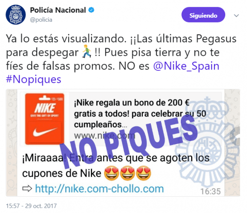 Imagen - Un falso bono de 200 euros por el 50 cumpleaños de Nike circula en WhatsApp