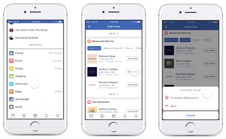 Imagen - Facebook ya permite pedir comida