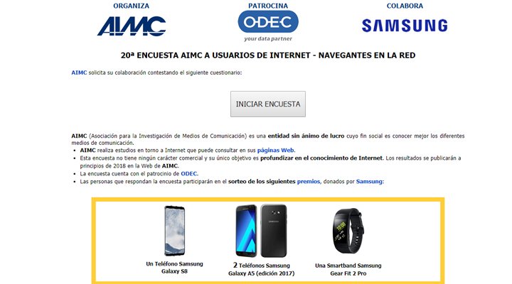 Imagen - La encuesta AIMC 2017 sobre los internautas espa&ntilde;oles sortea un Galaxy S8