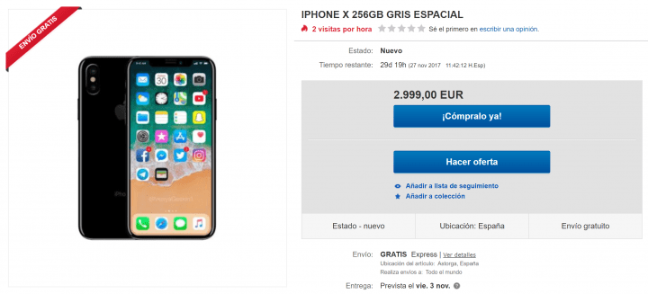 Imagen - Ya se puede comprar el iPhone X por más de 2.000 euros en eBay y Wallapop