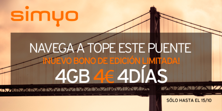 Imagen - Simyo lanza un bono para el puente de octubre: 4GB para 4 días por 4 euros