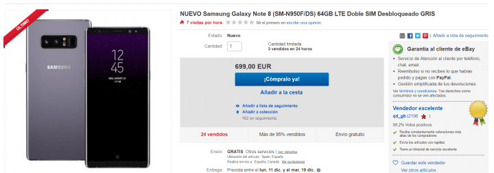 Imagen - Oferta: Samsung Galaxy Note 8 por solo 699 euros