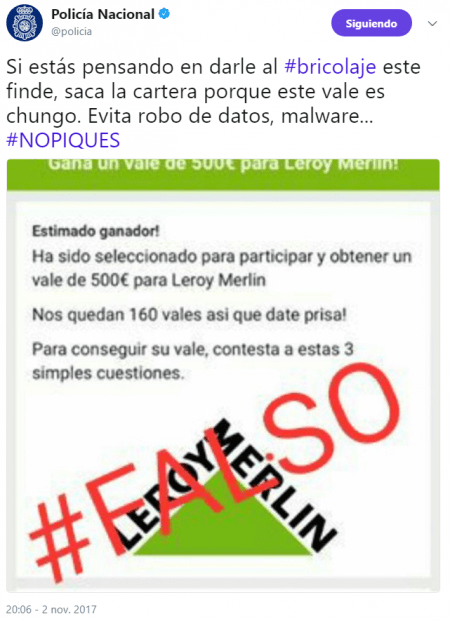 Imagen - Cuidado con los vales de 500€ para Leroy Merlin que circulan en WhatsApp