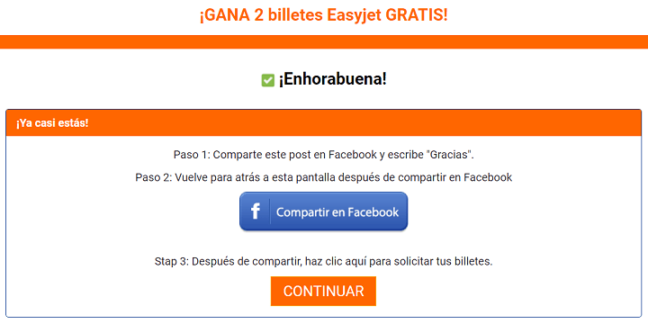 Imagen - Cuidado con los billetes gratis de easyJet que circulan en Facebook