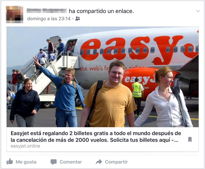 Imagen - Cuidado con los billetes gratis de easyJet que circulan en Facebook
