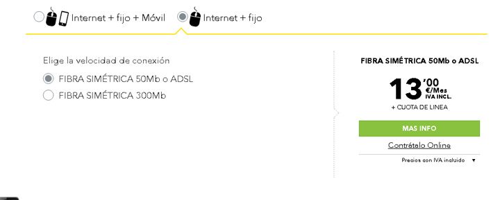 Imagen - M&aacute;sM&oacute;vil sube 3 euros el precio de la fibra