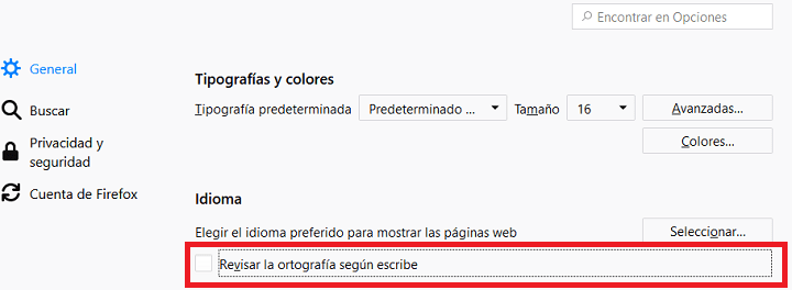 Imagen - Cómo desactivar el corrector de Firefox