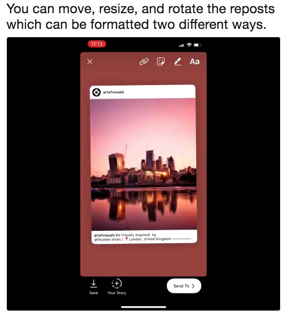 Imagen - Instagram prueba Regram para permitir los "retweets" en las Stories