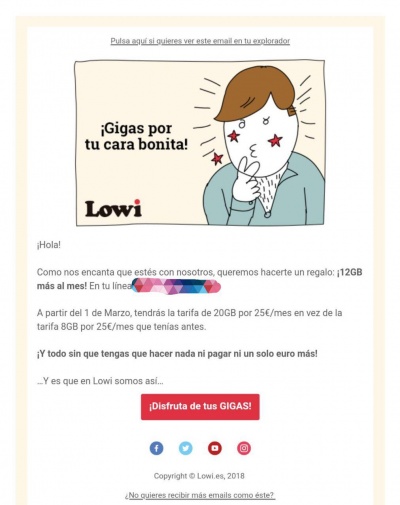 Imagen - Lowi subirá los GB de todas sus tarifas a partir de marzo