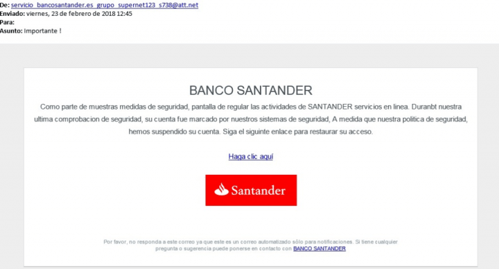 Imagen - Cuidado con los correos de phishing hacia clientes de Banco Santander