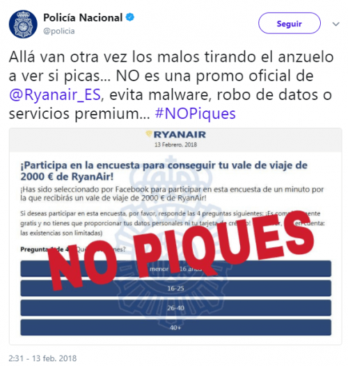 Imagen - Cuidado con la falsa encuesta para conseguir un viaje de 2.000 euros con Ryanair