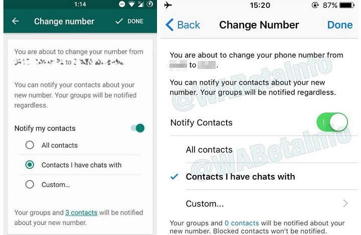 Imagen - WhatsApp beta para Android ya permite avisar a tus contactos al cambiar de número
