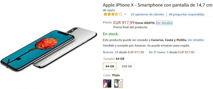 Imagen - Oferta: iPhone X por 918 euros en Amazon